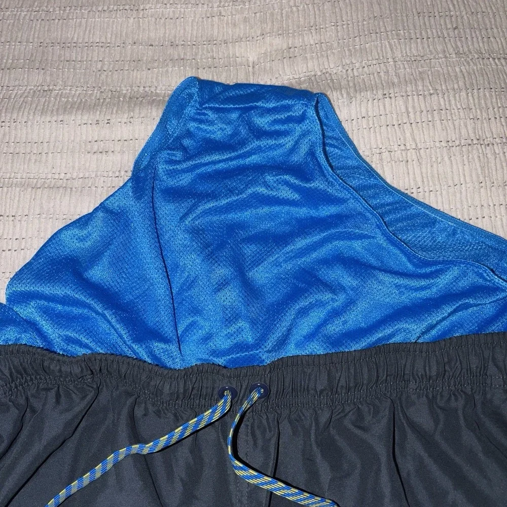 Nike‎ Mens Swim Trunks Shorts XXL Black Blue Lined Athletic Beach Swimwear